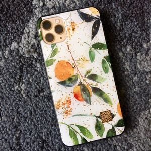 iPhone X/XS Case Orange Leaf Print Cover NEW